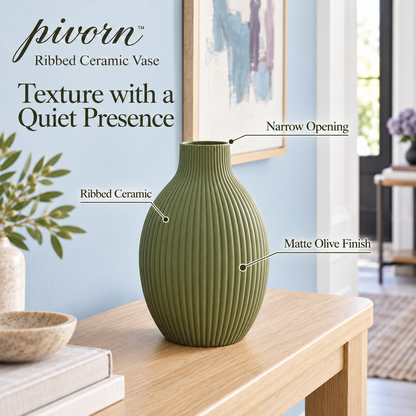 𝒑𝒊𝒗𝒐𝒓𝒏™ Ribbed Ceramic Entryway Vase