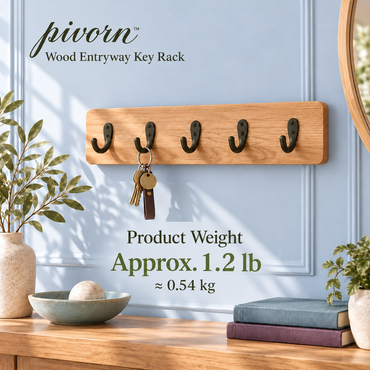 𝒑𝒊𝒗𝒐𝒓𝒏™ Wood Entryway Key Rack