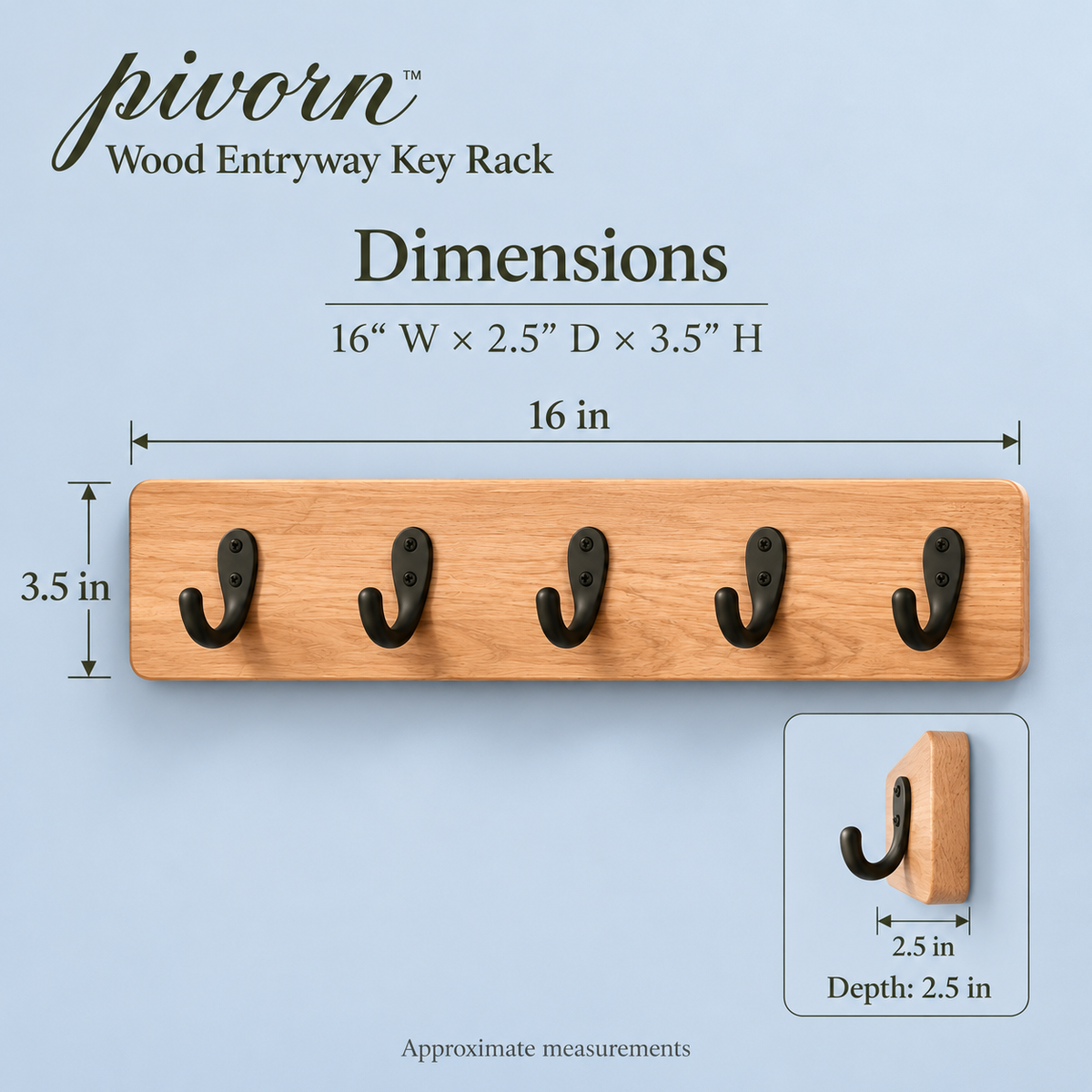 𝒑𝒊𝒗𝒐𝒓𝒏™ Wood Entryway Key Rack