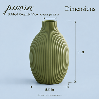 𝒑𝒊𝒗𝒐𝒓𝒏™ Ribbed Ceramic Entryway Vase