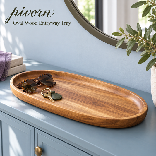 𝒑𝒊𝒗𝒐𝒓𝒏™ Oval Wood Entryway Tray