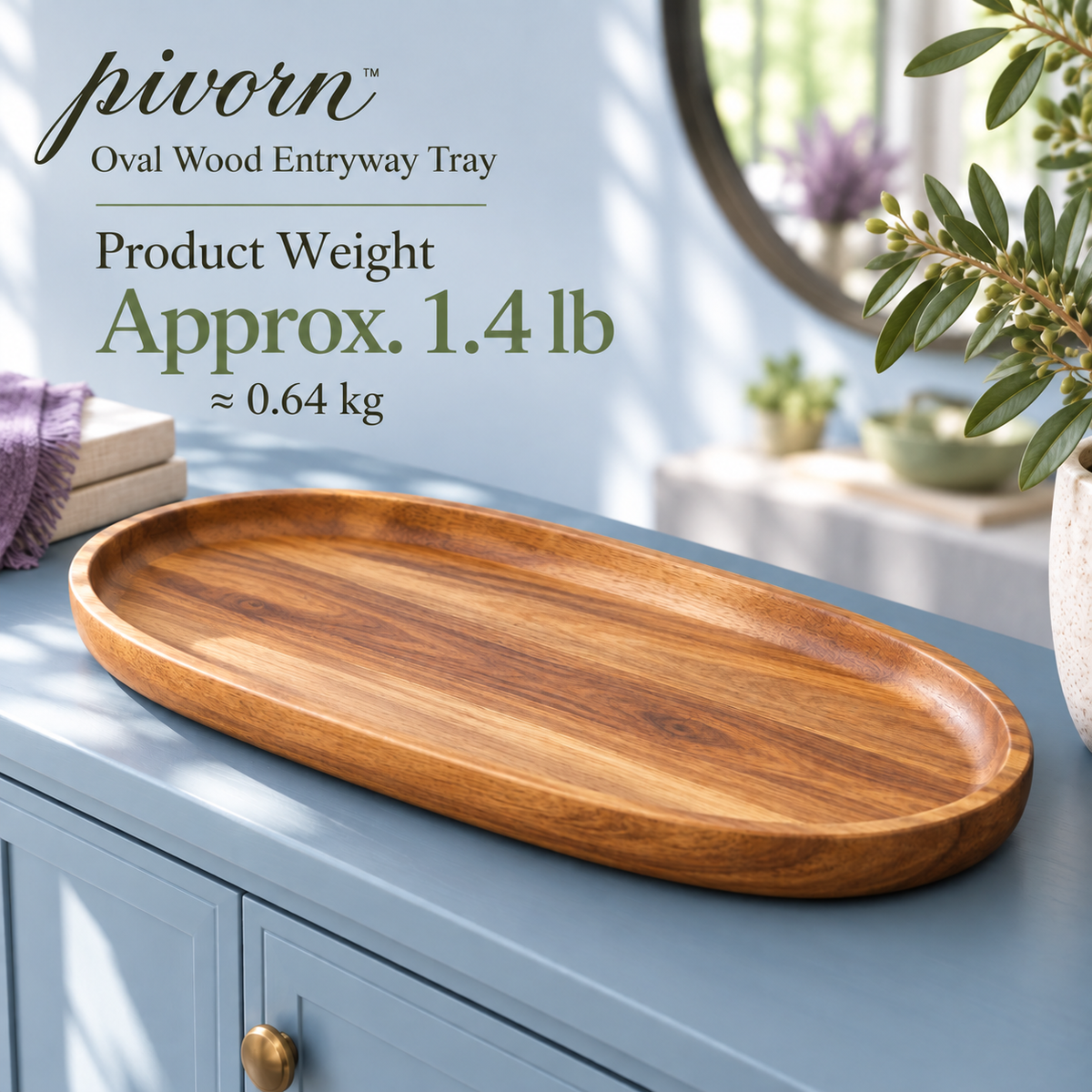 𝒑𝒊𝒗𝒐𝒓𝒏™ Oval Wood Entryway Tray